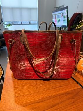 Freebird by Steve Madden-Red Croc-Embossed Tote Bag - Women